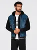 Ombre jeansjas met gebreide mouwen en capuchon, Productafbeelding-voorbeeld 5
