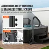 A black handrail is shown next to a hot tub, with inset images comparing the product's rust resistance to competitors. Podgląd zdjęcia produktu