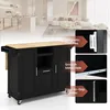 A black kitchen island with a wooden countertop is shown in a room setting, with close-up insets highlighting its features. Náhľad obrázku produktu