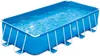 A rectangular blue above-ground swimming pool filled with water, supported by a white metal frame. Anteprima dell’immagine prodotto