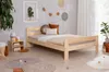 A bedroom scene with a wooden bed, nightstand, and decorative items. Produktbild-Vorschau