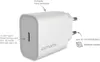 A white 4smarts USB-C power adapter with labels pointing out its features. Náhľad obrázku produktu