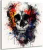 Abstrakt Totenkopf mit bunten Farbspritzern Leinwandbild Produktbild-Vorschau 1