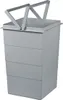 A gray, stackable trash can with a handle on top. Produktbild-Vorschau