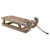 A wooden decorative sled with lights on a white background. Voir les images du produit