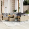 vidaXL 10-tlg. Garten-Sofagarnitur mit Kissen Beige Poly Produktbild-Vorschau 2
