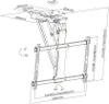 A technical diagram showing the dimensions and angles of a motorized ceiling TV mount. Náhľad obrázku produktu