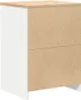 A white and brown storage cabinet with two drawers. Produktbild-Vorschau