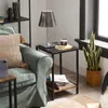 SoBuy Stapeltische FBT99-F in Schwarz/Braun im Wohnzimmer mit grüner Couch und Pflanze Podgląd zdjęcia produktu