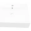 A close-up, top-down view of a white ceramic rectangular sink with two holes and a drain. Produktbild-Vorschau