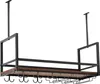 A black metal wine rack with a wooden shelf, suspended from the ceiling. Náhľad obrázku produktu