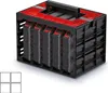 A black and red storage organizer with multiple compartments. Podgląd zdjęcia produktu