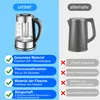 A comparison of two electric kettles, highlighting the features of one and the drawbacks of the other. Produktbild-Vorschau