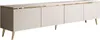 A modern, long TV stand with four doors and golden legs. Náhled obrázku produktu