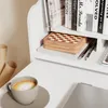 Arbeitsfläche des SoBuy Wandklapptisches mit Laptop, Kaffeebecher und Schachbrett auf der mittleren Ablage Anteprima dell’immagine prodotto