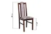 A single wooden chair with a padded seat and backrest, with dimensions indicated. Voir les images du produit