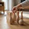 BOWLING IN LEGNO DI FAGGIO con pallina da 5 cm, set da 10 Anteprima dell’immagine prodotto 7