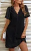 ASKSA Femme Robe en mousseline de soie col V Robe d'été Voir les images du produit 4