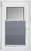 A close-up view of a gray pleated blind installed in a white window frame. Anteprima dell’immagine prodotto