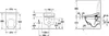 Technical drawing with dimensions of a wall-hung toilet. Anteprima dell’immagine prodotto