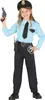 A young girl dressed as a police officer, holding a toy gun. Anteprima dell’immagine prodotto