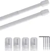 Two white curtain rods and four white adhesive hooks are displayed against a white background. Náhled obrázku produktu