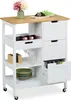 Carrello da cucina Relaxdays, piano di lavoro, 3 cassetti, Anteprima dell’immagine prodotto 1