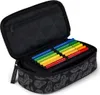 An open pencil case with colorful pens inside, set against a white background. Produktbild-Vorschau