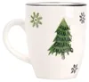 Becher aus Steingut mit grün-weißem Weihnachtsbaum-Motiv, Produktbild-Vorschau 4