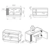 Technical drawings and perspective views of a cabinet with dimensions and weight indications. Produktbild-Vorschau