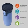 A blue Contigo thermal mug with informational graphics on the right side. Náhled obrázku produktu
