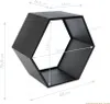 A black hexagonal shelf with dimensions indicated by measurement lines and text. Podgląd zdjęcia produktu