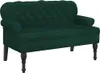 A dark green velvet bench with tufted backrest and rolled arms, shown from a front-side angle against a white background. Náhled obrázku produktu