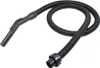 A black vacuum cleaner hose with a curved handle and a connector at the other end, isolated on a white background. Produktbild-Vorschau