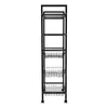 A black metal kitchen cart with multiple shelves and baskets, shown against a white background. Náhled obrázku produktu