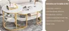 A two-tiered coffee table set with a marble-like finish and gold metal legs, displayed in a living room setting. Produktbild-Vorschau