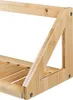 A close-up view of a wooden shelf bracket and slatted shelf. Produktbild-Vorschau
