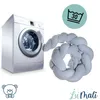 A washing machine and a braided baby nest are shown, with a laundry symbol indicating washing at 30 degrees. Produktbild-Vorschau