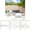 The Living Store 6-tlg. Garten-Lounge-Set Weiß Massivholz Produktbild-Vorschau 1