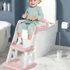 Siège de toilette 2 en 1 avec marchepied, pliable, rose Voir les images du produit 5
