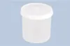 A white plastic container with a lid, isolated on a light blue background. Anteprima dell’immagine prodotto