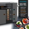 A toaster with a touch panel display and a close-up of toast with toppings. Voir les images du produit