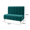 A dark green upholstered bench with a high back, shown from a side-angle with dimensions indicated. Anteprima dell’immagine prodotto