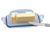 A butter dish with two sticks of butter and a knife. Produktbild-Vorschau