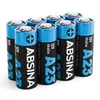 A group of eight A23 12V alkaline batteries are arranged in a grid on a white background. Produktbild-Vorschau