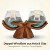 Doppel Windlicht Holzhand aus Suarholz mit 2 Glasgefäßen Produktbild-Vorschau 3