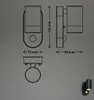 Technical drawings and a small product photo of an outdoor wall light. Produktbild-Vorschau