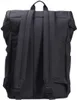 The back of a black backpack is shown against a white background. Produktbild-Vorschau