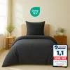A bed with anthracite bedding is shown in a room setting. Produktbild-Vorschau