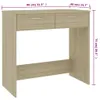 A product shot of a wooden desk with dimensions indicated by text overlays. Náhled obrázku produktu